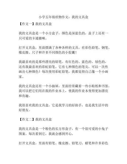 小学五年级状物作文：我的文具盒