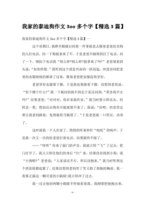我家的泰迪狗作文3oo多个字【3篇】