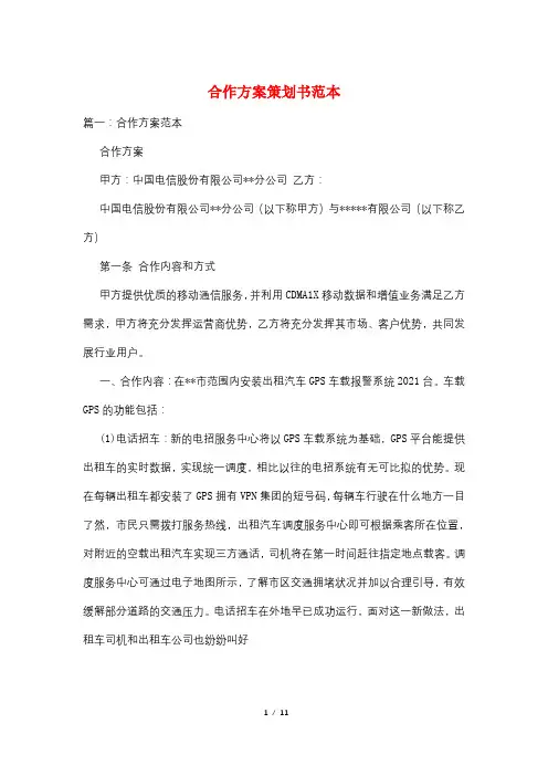 合作方案策划书范本