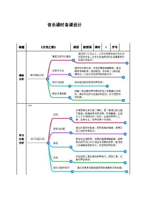 人教版音乐三年级下册第五单元《贝壳之歌》教学设计