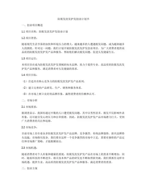 防脱发洗发护发创业计划书