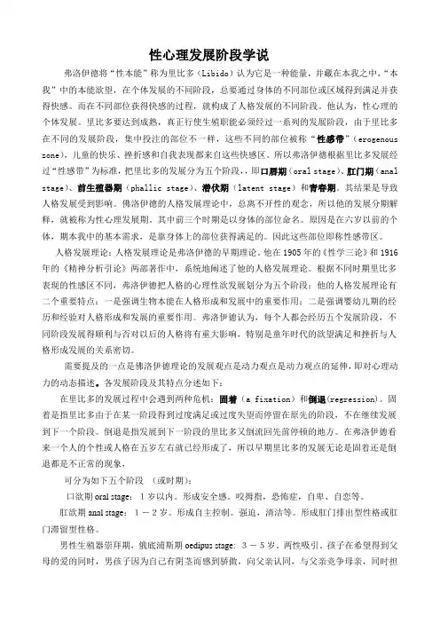 性心理发展阶段学说