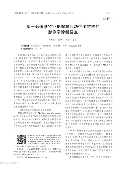 基于影像学特征把握非活动性肺结核的影像学诊断要点