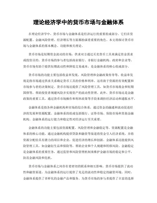 理论经济学中的货币市场与金融体系
