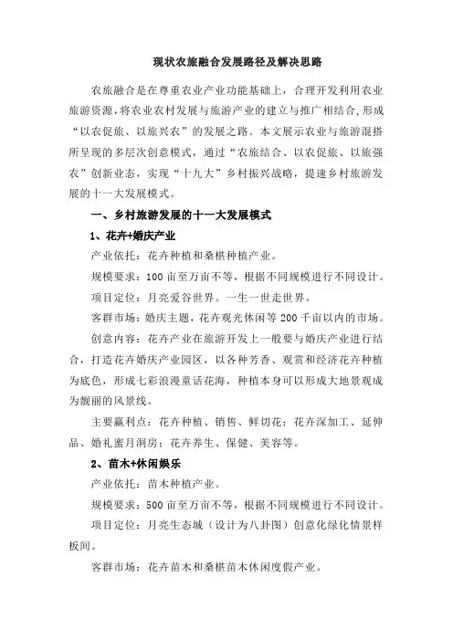 现状农旅融合发展路径及解决思路