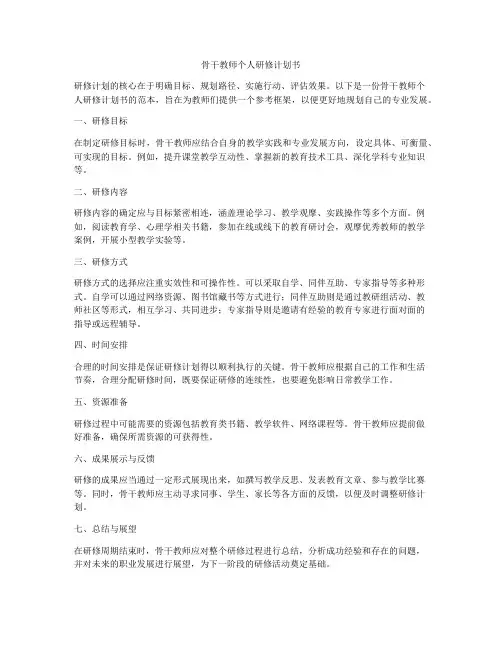 骨干教师个人研修计划书