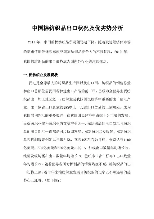 中国棉纺织品出口分析