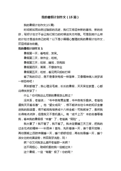 我的暑假计划作文（15篇）