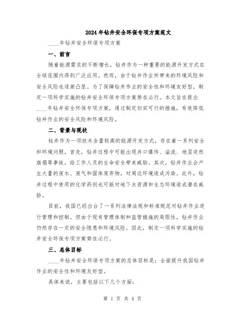 2024年钻井安全环保专项方案范文