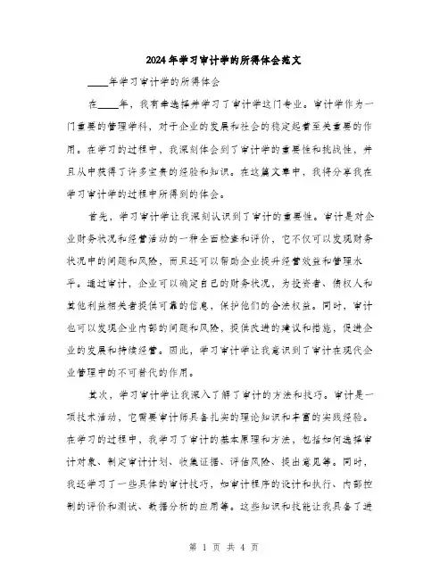 2024年学习审计学的所得体会范文(2篇)