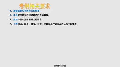 高中语文记叙文阅读句子赏析PPT课件