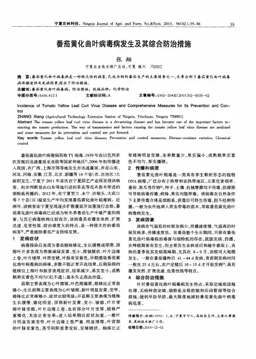番茄黄化曲叶病毒病发生及其综合防治措施