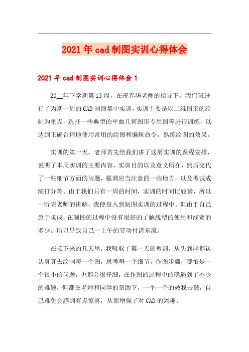2021年cad制图实训心得体会