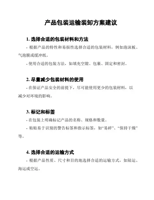 产品包装运输装卸方案建议