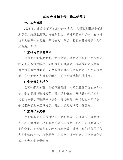 2023年乡镇宣传工作总结范文