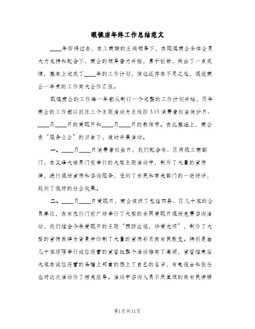 眼镜店年终工作总结范文(二篇)