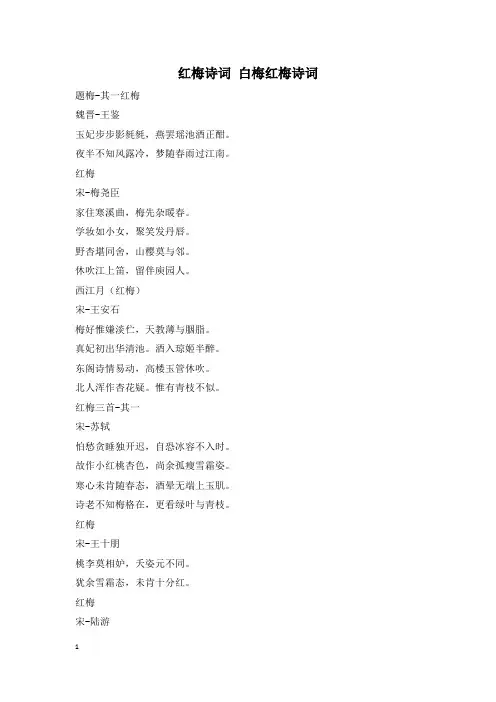 红梅诗词 白梅红梅诗词