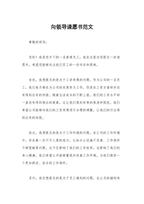 向领导请愿书范文