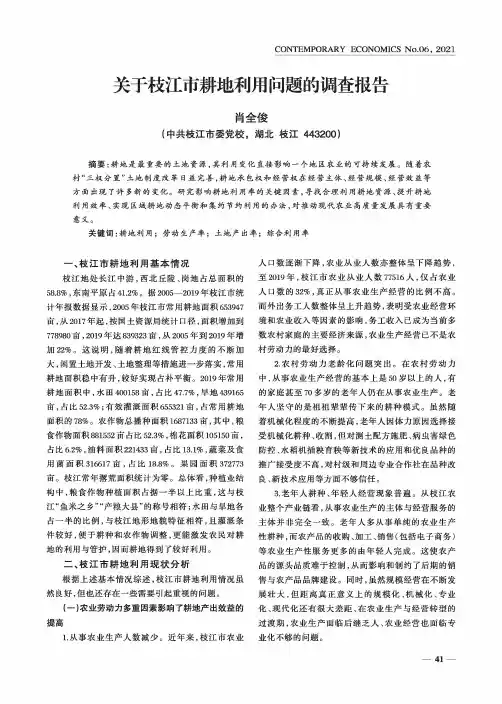 关于枝江市耕地利用问题的调查报告