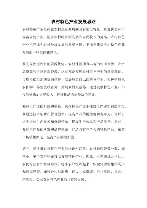 农村特色产业发展思路