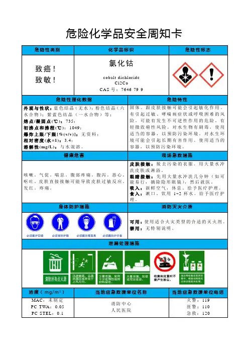 氯化钴-危险化学品安全周知卡
