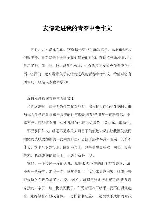 (中考作文)友情走进我的青春中考作文