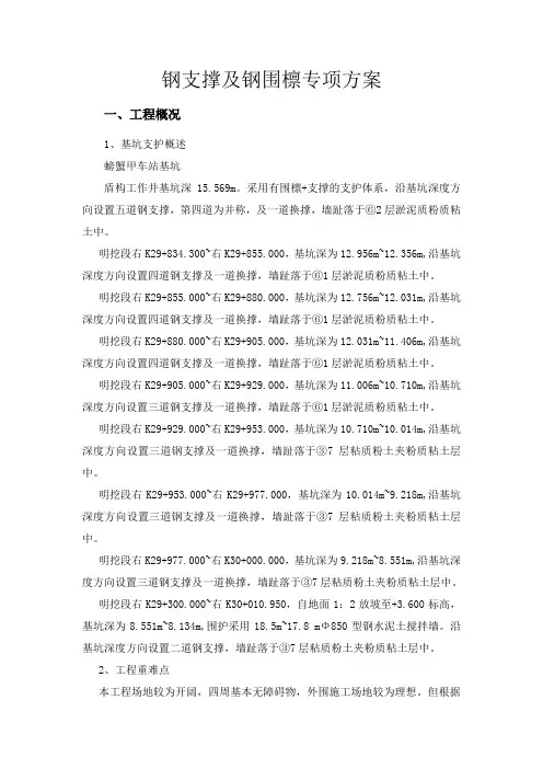 钢支撑及钢围囹专项方案