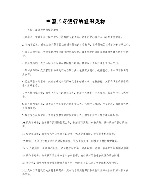 中国工商银行的组织架构