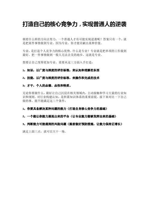打造自己的核心竞争力,实现普通人的逆袭