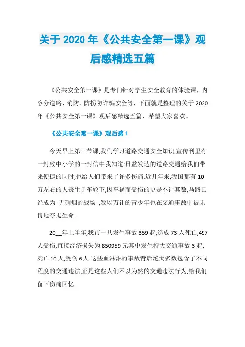 关于2020年《公共安全第一课》观后感精选五篇