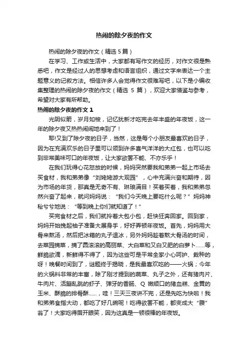 热闹的除夕夜的作文（精选5篇）