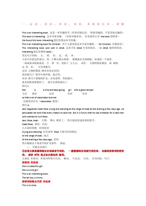 英语可做定语,表语,补语,状语 的成分