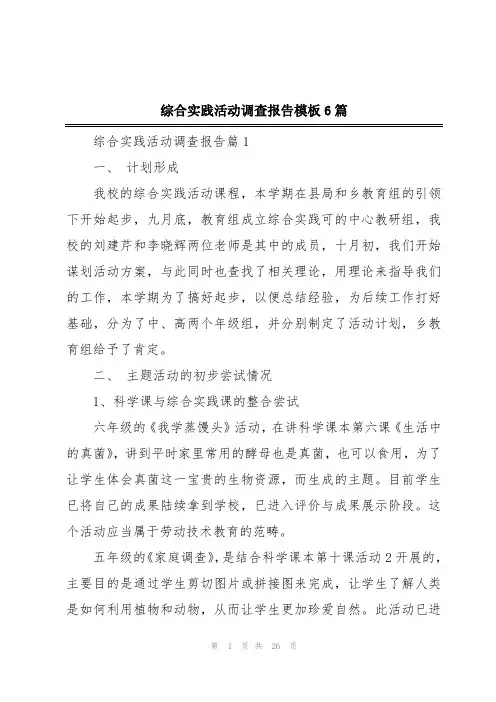 综合实践活动调查报告模板6篇