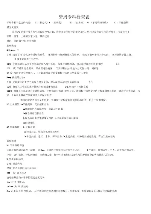 牙周探诊检查记录表