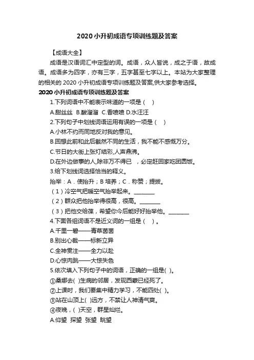 2020小升初成语专项训练题及答案