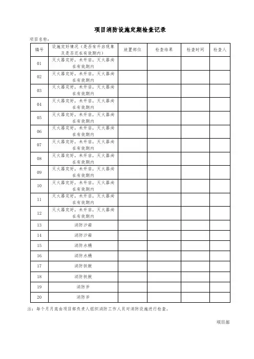 项目消防设施定期检查记录(电子版)