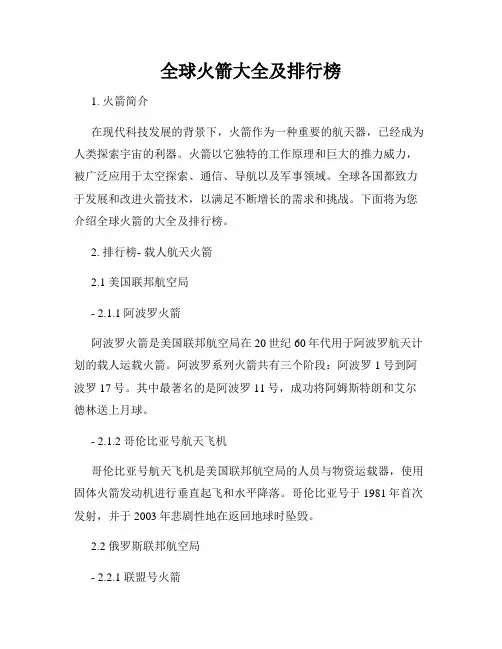全球火箭大全及排行榜