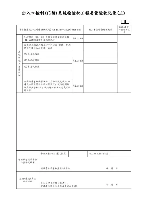 出入口控制(门禁)系统检验批工程质量验收记录