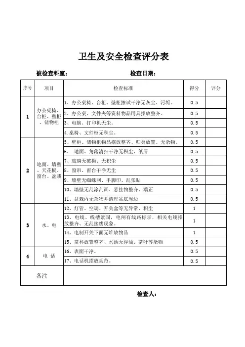 卫生检查评分表