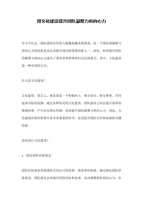 用文化建设提升团队凝聚力和向心力