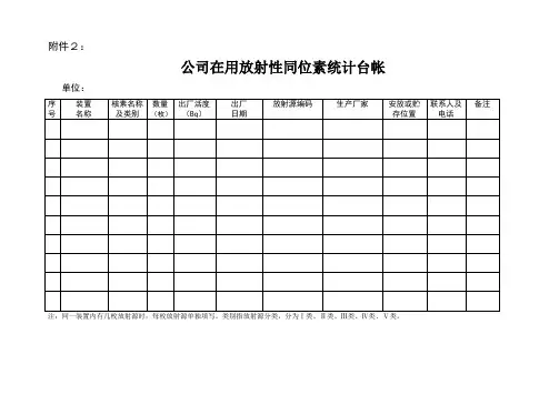 放射性同位素及射线装置统计台帐