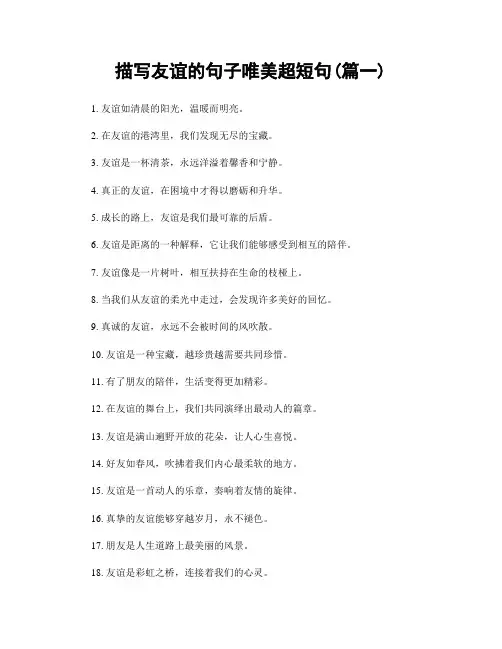描写友谊的句子唯美超短句(精选合集2篇)
