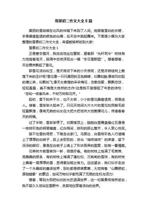 雪景初二作文大全5篇