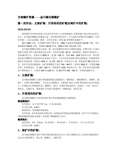 甘肃镍矿资源