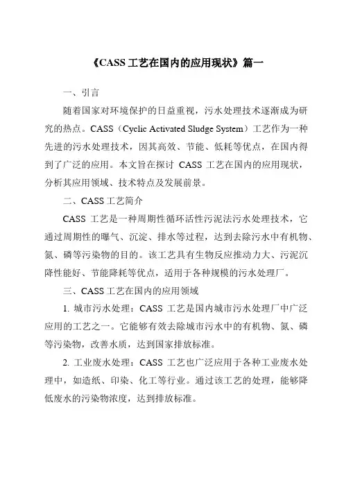 《2024年CASS工艺在国内的应用现状》范文