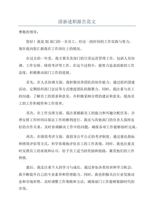 清新述职报告范文
