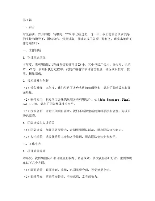 剪辑年度总结报告(3篇)