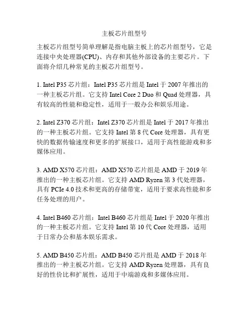 主板芯片组型号