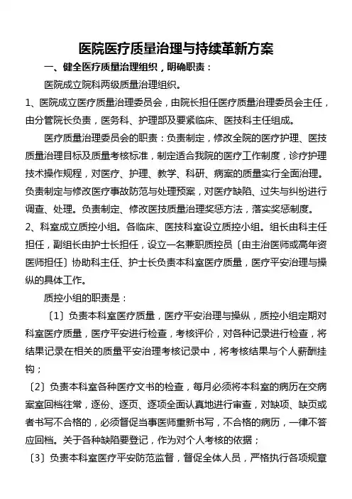 医院质量管理组织与持续改进方案