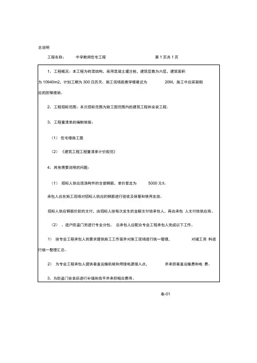 招投标总说明